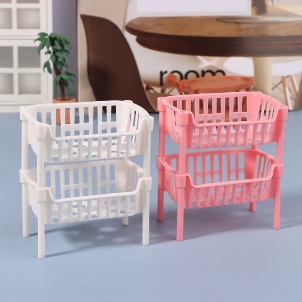 1/12 Dollhouse Mini förvaringskorgar Dockhus Stapelbar baske Pink one size