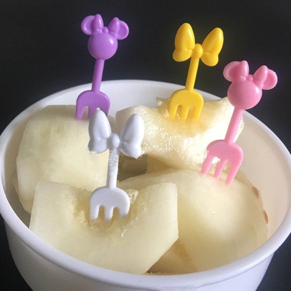 Fruktgaffel Mini Cartoon Barn Fruktplockning Tandpetare Bento Luncher Muticolor A