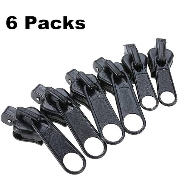 6Pack Instant Fix Lynlås Reparationssæt Udskiftning Lynlås Slider DIY A one size