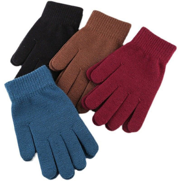 Nye Vinter Mænd Kvinder Cashmere Strikkede Handsker Efterår Håndvarmer Wine red onesize