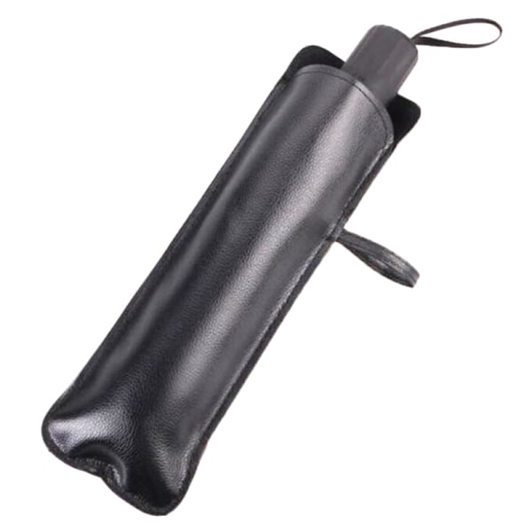 Sort PU Læder Paraply Cover Case Bærbar vandtæt paraply 1PCS