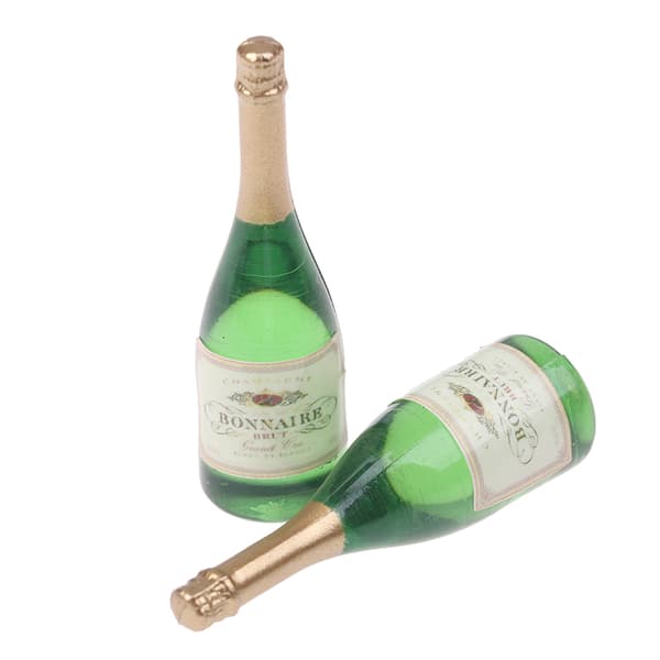 2 st. dockhus champagne dryckesflaskor 1/12 skala mini dockhus One Size