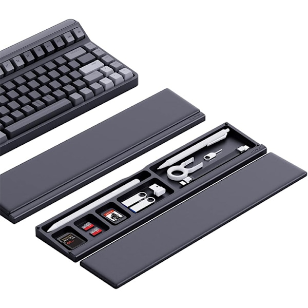 Keyboard Håndledsstøtte med Skrivebordsopdeling og Opbevaring Black