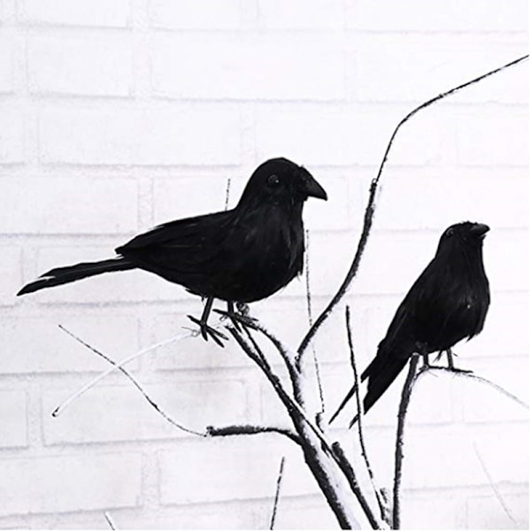 Halloween Black Crow Props Realistic Raven Spooky Feathered Cro Black one size