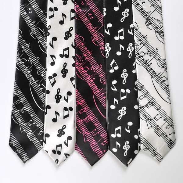 Klassiska musiknoter tryckt silkeslen smal slips piano gitarr U A14