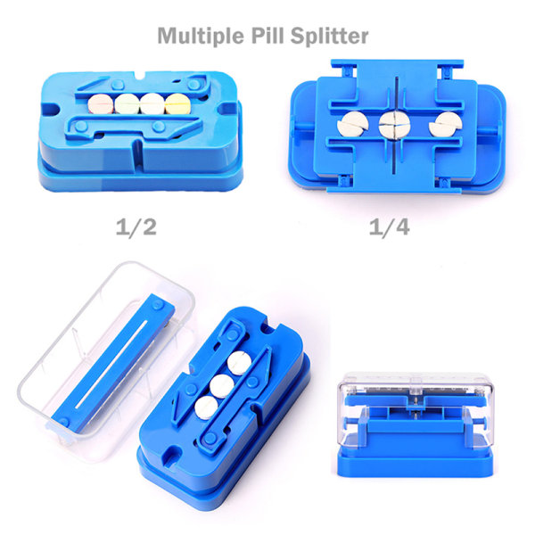 Pill Splitter 1/4 1/2 jakaa automaattisesti Pill Alignment Pi Blue Cut in 4