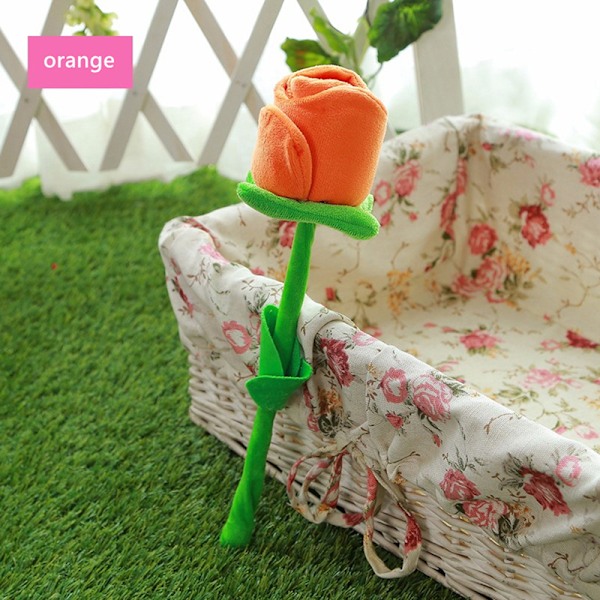 1st tecknad rosblomma fylld mjuk plyschleksak Alla hjärtans dag Orange one size