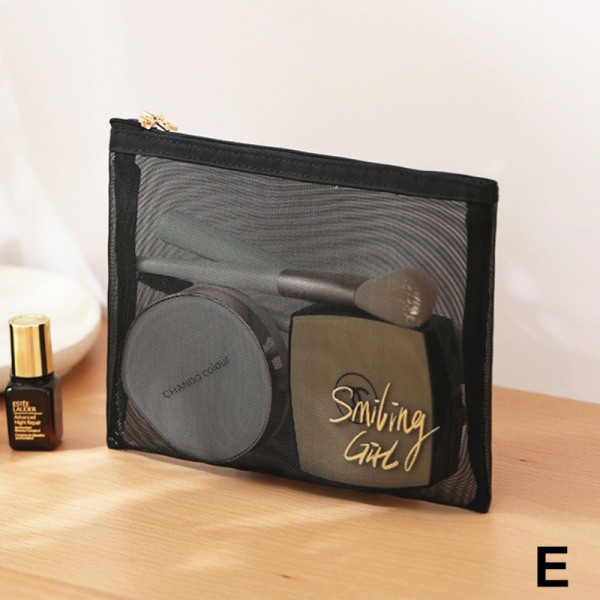 Mesh Makeup Tasker Sort og Hjerte Kosmetisk Taske Bærbar lynlås Black Style 2