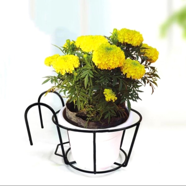 Trädgårdshängande järnställ Balkong Rund blomkrukaställ Railin Black onesize