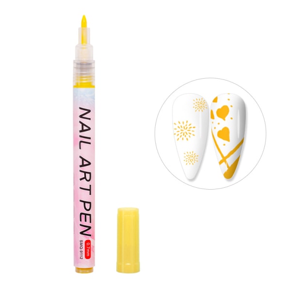 Nail Art Graffiti Pen UV-geelilakka vedenpitävä piirustusmaalaus Yellow one size