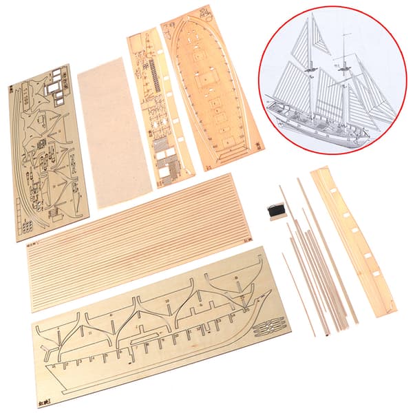 1:100 Halcon träsegelbåt modell DIY Kit Ship Assembly De A one size