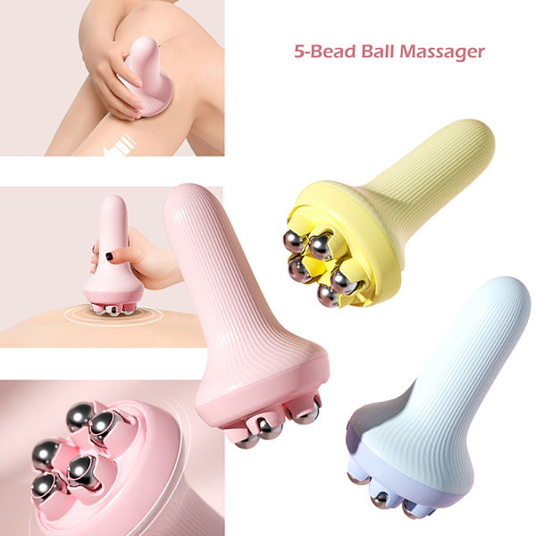 Massagerulle med 5 pärlor Multifunktionell massagerulle Professiona Pink one size