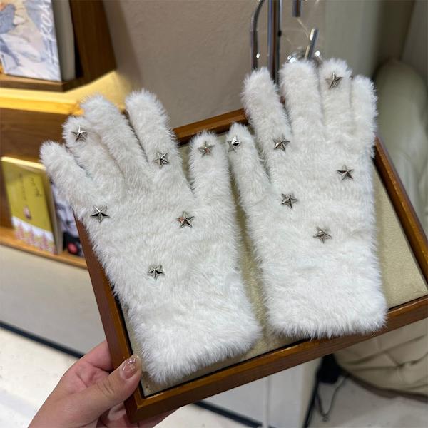 1 Par Vinter Varma Handskar Romantiska Stjärnor Varma Hel-finger Vantar White