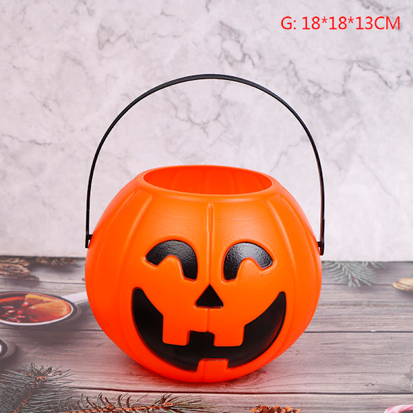 Halloween fest rekvisita Plast pumpa hink Dekorera Halloween Orange 18*18*13CM
