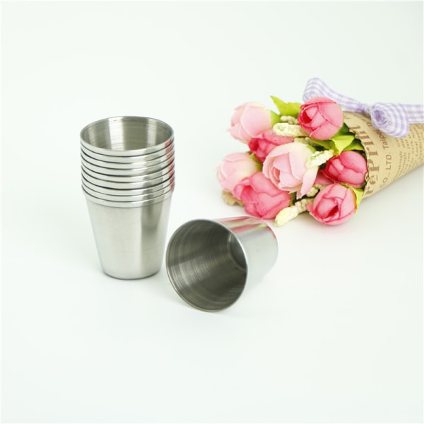 50 stk 30 ml bærbare vindrikkeglass i rustfritt stål Silver 50Pcs