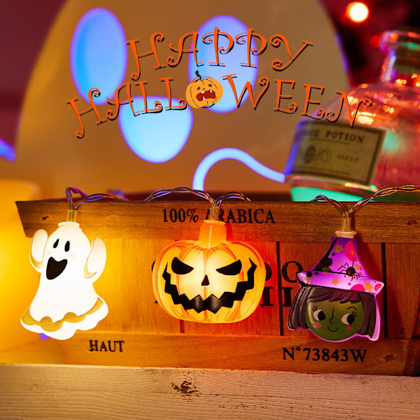 Halloween Pumpa Ljusslinga Fladdermus Spindel Ljusslingor Batteri A6