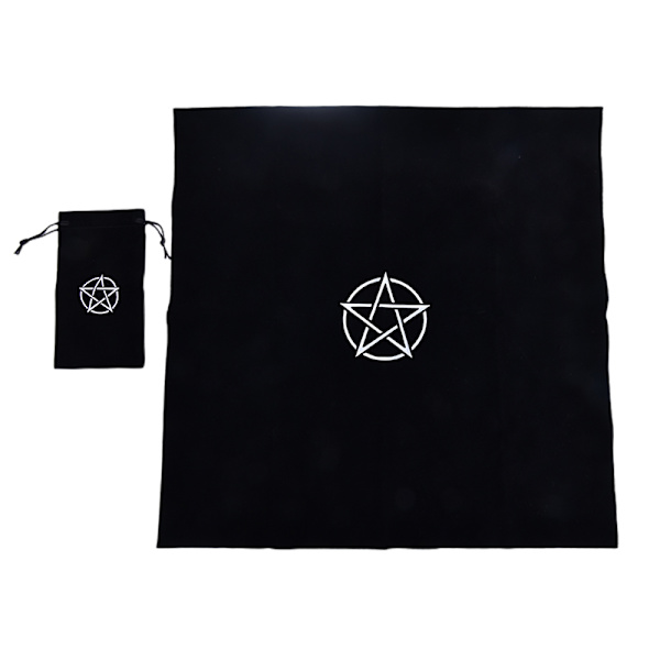Pentagram Tarot Dug med Taske Velvet Altar Tarot Dug Pe Black one size