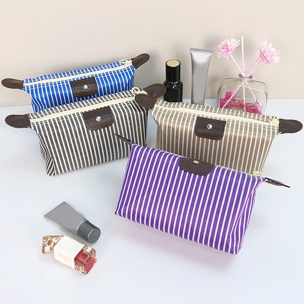 Mode stribet dumpling makeuptaske foldbare vaskeposer badetoilet Red
