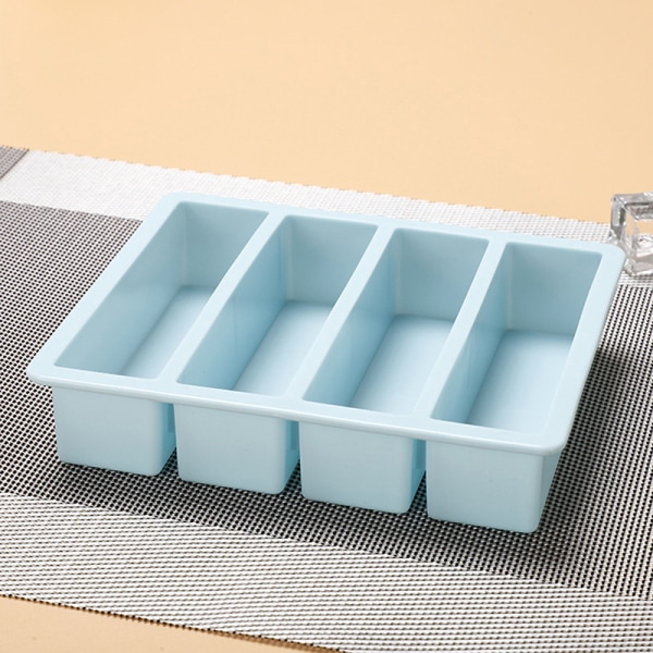 1 st 4 rutnät långremsa silikoniskuber fyrkantig form DIY C Blue onesize