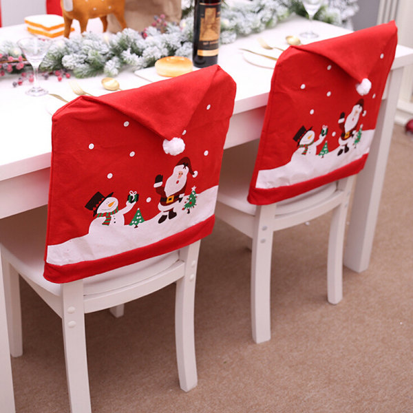 Juldekoration stol täcker matplats sits jultomten hem Red 4pcs