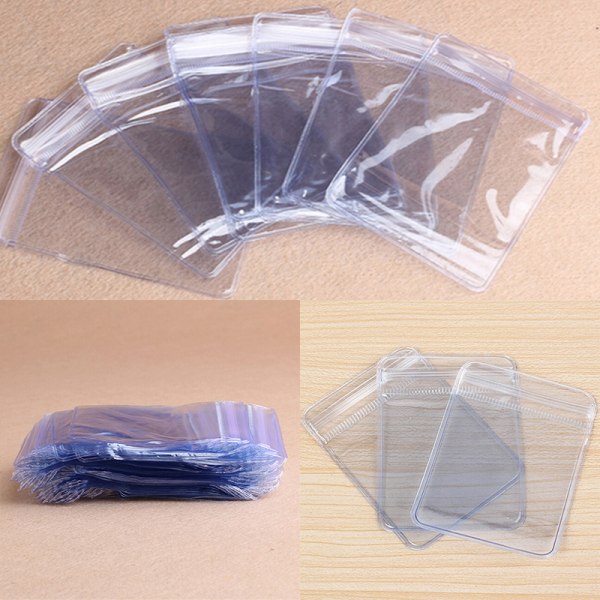 100 stk Klar PVC Plast Mynt Bag Case Lommebøker Oppbevaring Konvolutt 4*6