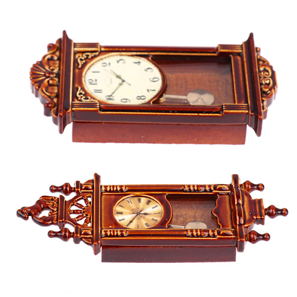 1:12 Dockhus Miniatyr Väggklocka Miniatyrer Heminredning Tillbehör Bronze L