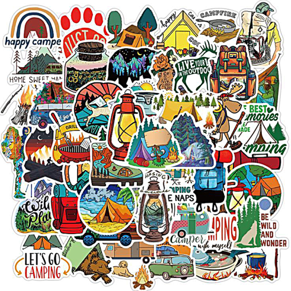 50st Outdoor Camping Stickers Wild Travel Stickers PVC Graffit Multicolor 50Pcs