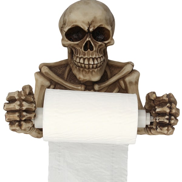 Skull WC-paperiteline Seinälle kiinnitettävä paperirullan säilytysteline Brown one size