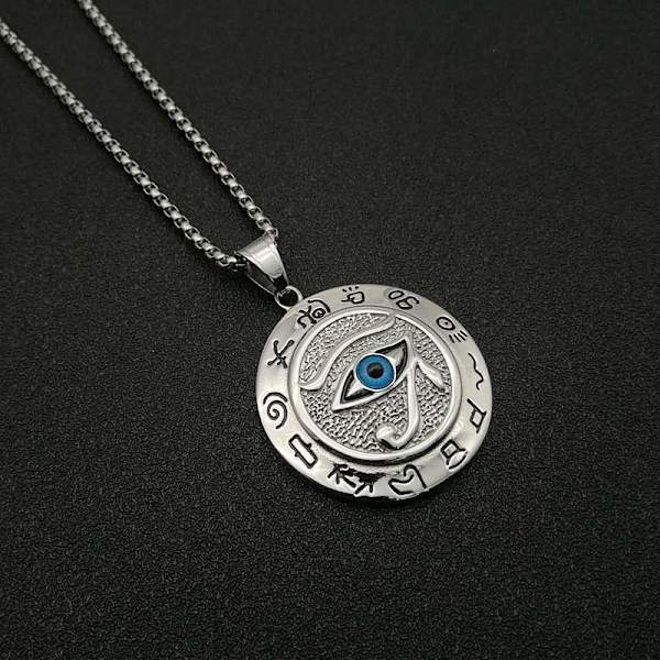 Muinainen Egypti Horuksen silmä riipus kaulakorut ruostumattomasta teräksestä Silver one size