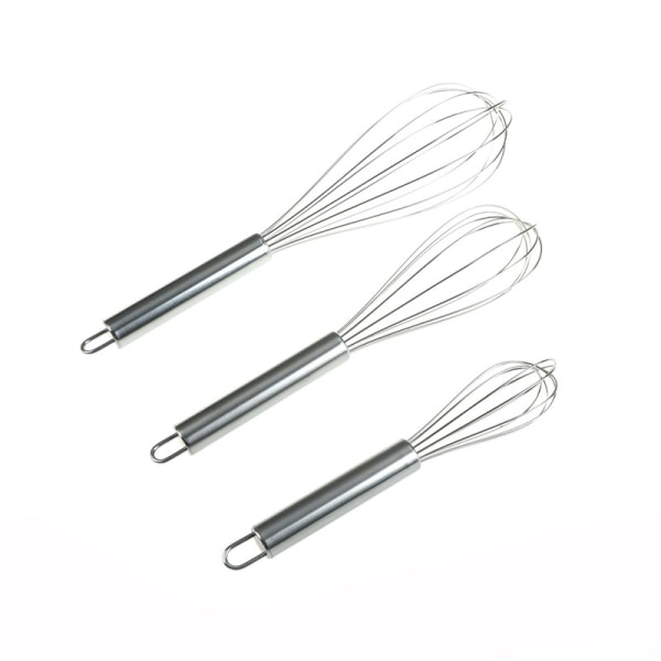 (8/10/12 tum) Ny äggvisp i rostfritt stål för handvisp Silver 22*5cm
