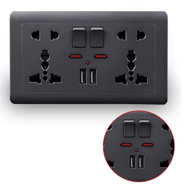 EU-standard USB-kontakt grå innfelt veggkontakt D