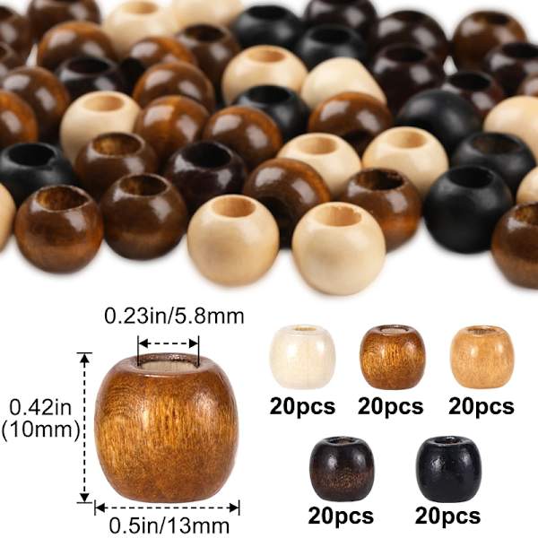 100 st 5 mm lönnträpärlor för DIY-smycken, klädtillbehör 100pcs