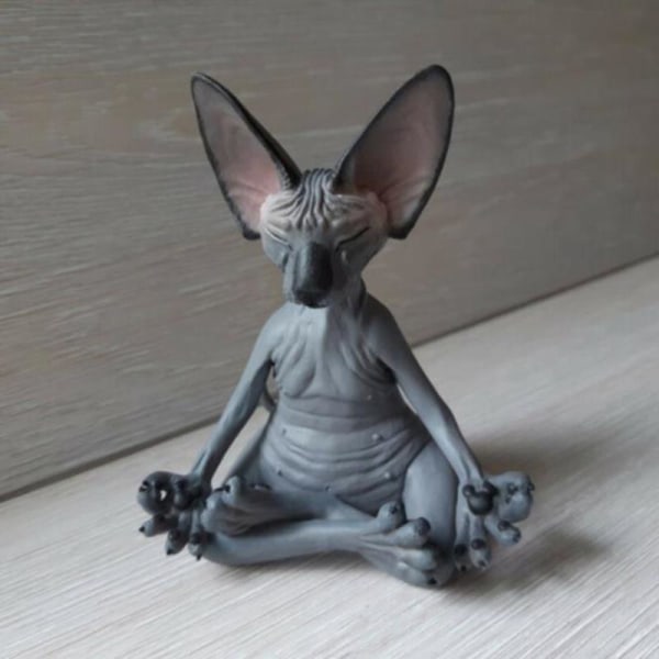 Cat Meditate keräilyhahmot Miniatyyri Käsintehty Decor Ani Gray one size
