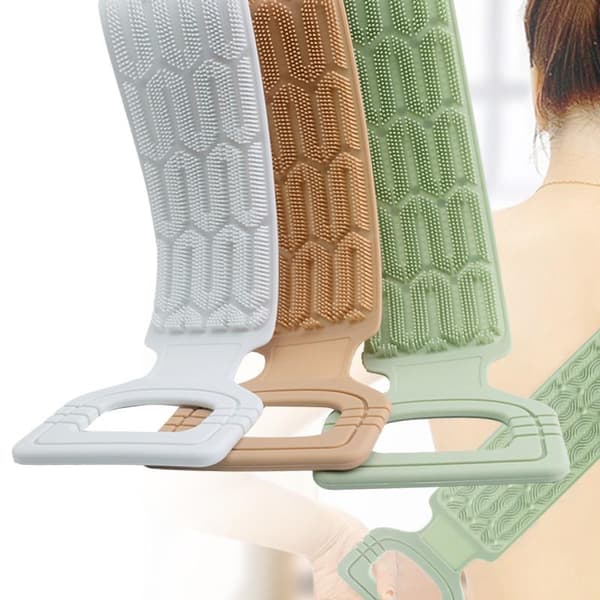 Bad Silikonborste Exfolierande Ryggrem Skrubb Dusch Kropp Green