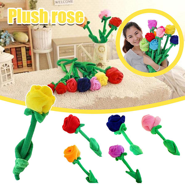 1st tecknad rosblomma fylld mjuk plyschleksak Alla hjärtans dag Red one size