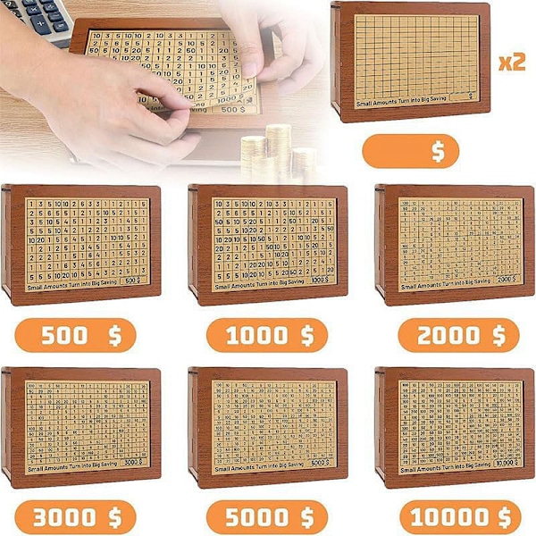 1000/2000/3000/5000/10000 Euro Dollar Spargris Trälåda A1