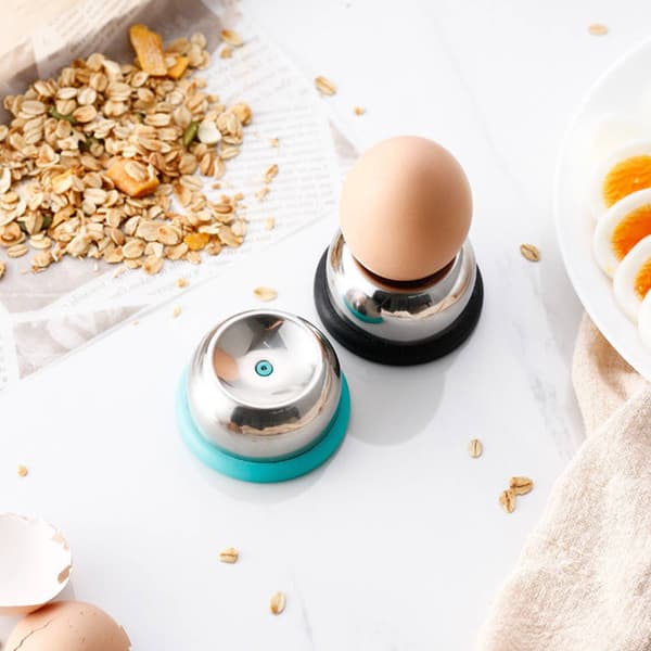 Eggestikker i rustfritt stål med plastbase, manuell, for kokte egg, anti-eksplosjon Black
