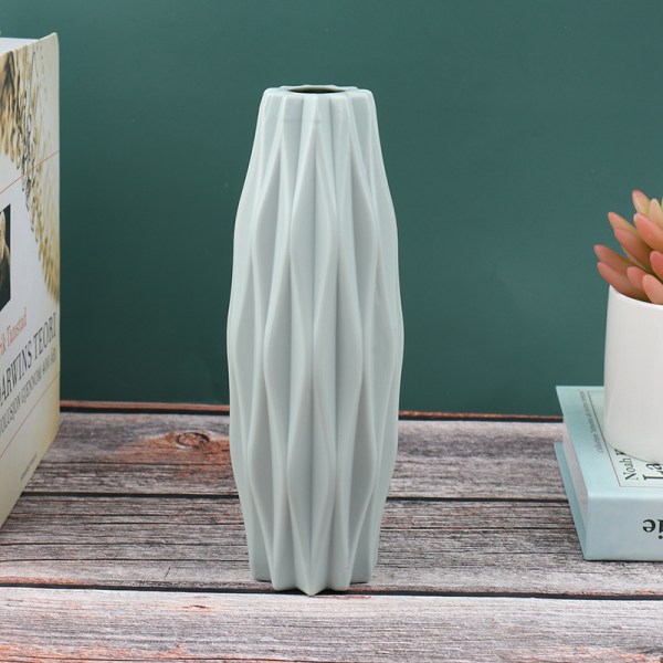 Blomstervase Dekoration Hjem Plast Vase Hvid Imitation Cerami Green 7*21cm