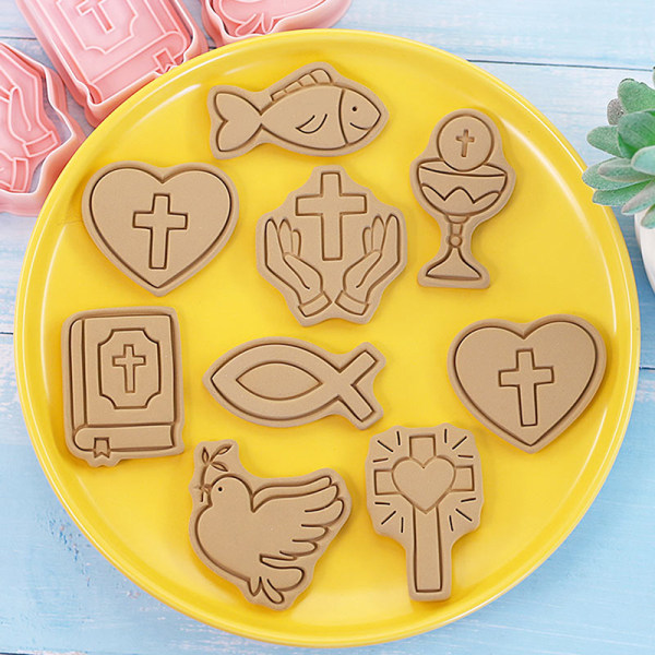8 kpl Christian Communion Cookie ter Cross Chalice Press Biscuit one size