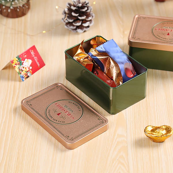 Christmas Square Blikboks Candy Box Gaveoppbevaringsboks Biscui Green onesize