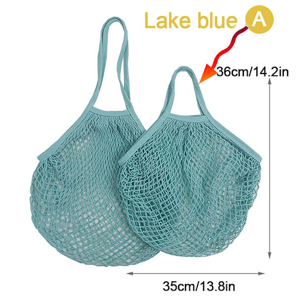 Mesh päivittäistavarakassit puuvillaverkkokangaskassi F Lake blue A