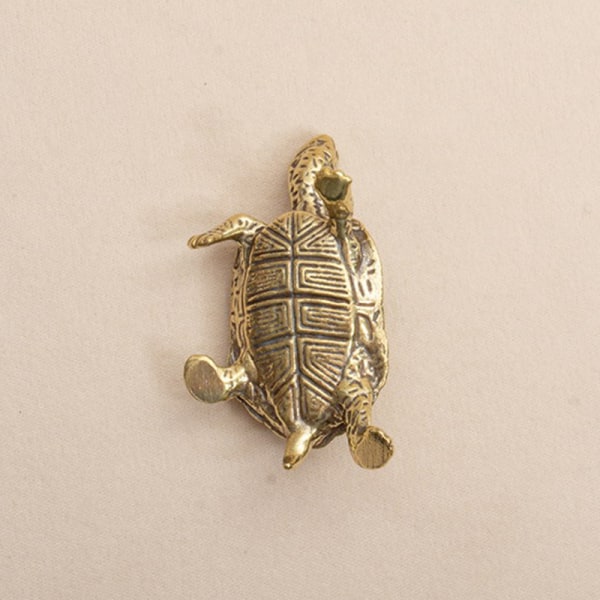 Retro Messing Skildpadde Statue Desktop Ornamenter Solid Kobber Turt Gold one size