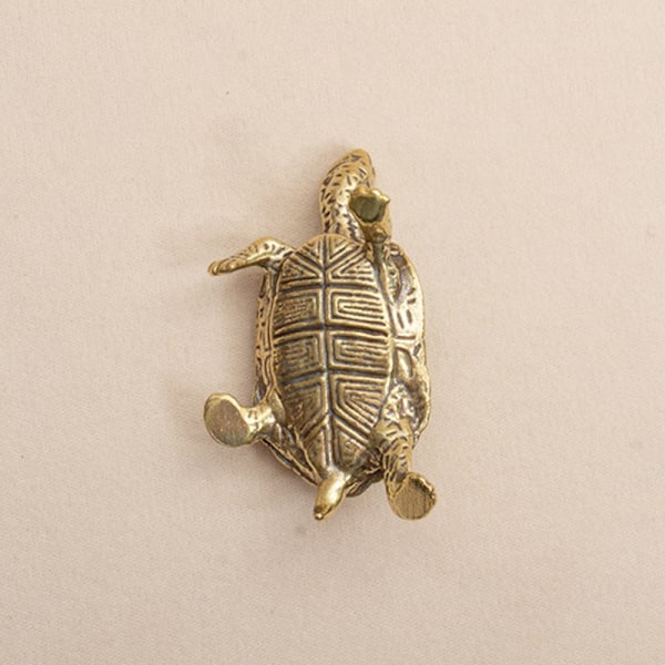 Retro messinkikilpikonnapatsas Pöytäkoristeet Solid Copper Turt Gold one size