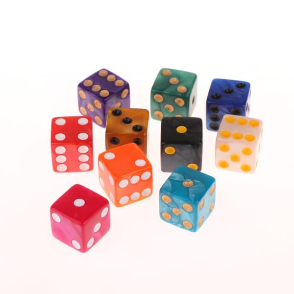 6-sidig spillterning 16mm Akryl D6 Terning Sett For DND Golden yellow