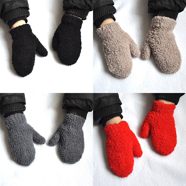 Baby Handsker Vinter Plus Fløjl Vanter Børn Kid Koralfleece Dark gray