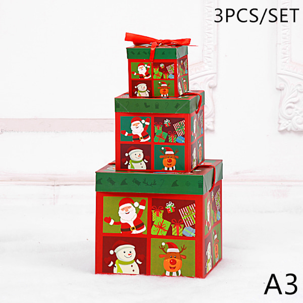 3pcs Paper Christmas Gift Box Christmas Nesting Candy Box Festi A1