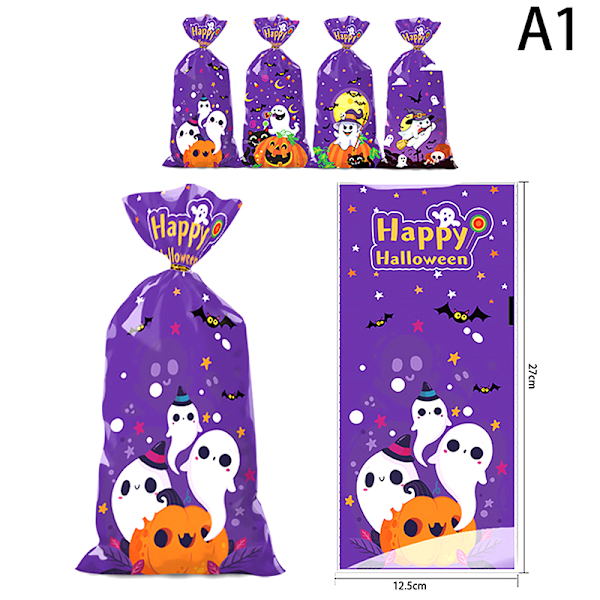 50 stk. Halloween slikposer plastikpose kiks cookies til børn A1