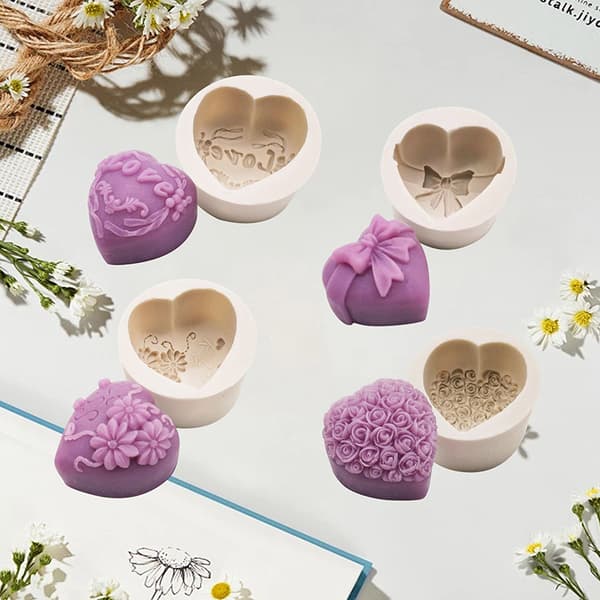 Hjerte Kærlighed Rose Blomst Form Silikone Sæbeform Chokolade Lys D