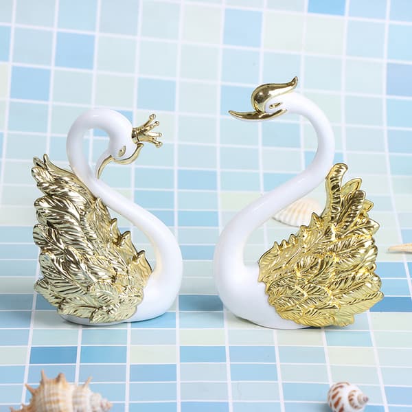 2 Stk Romantisk Kronesvane Kage Topper Kage Dessert Bage Decor Gold