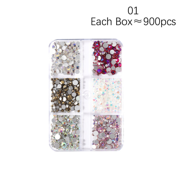 Nail Gems Multicolor Crystal AB Rhinestone Glitter Strass Nail 01 onesize
